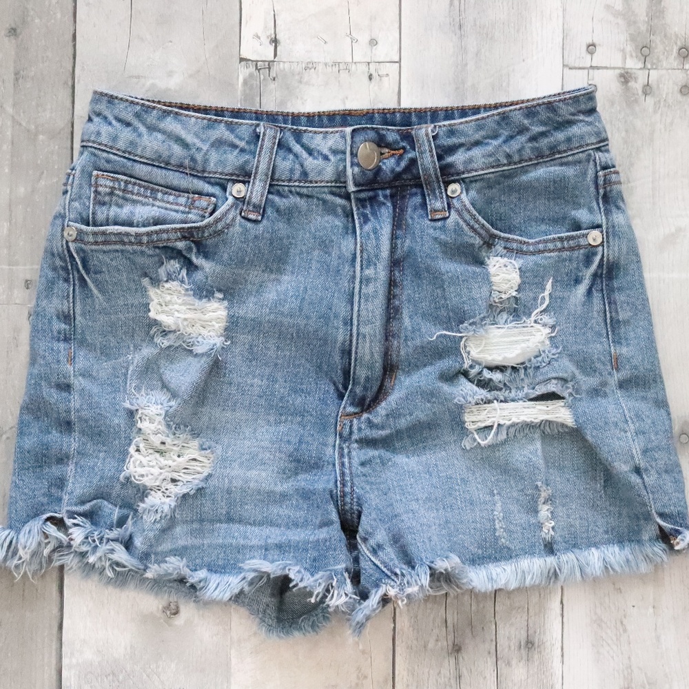 JOE'S JEANS HIGH WAISTED DISTRESSED SHORTS